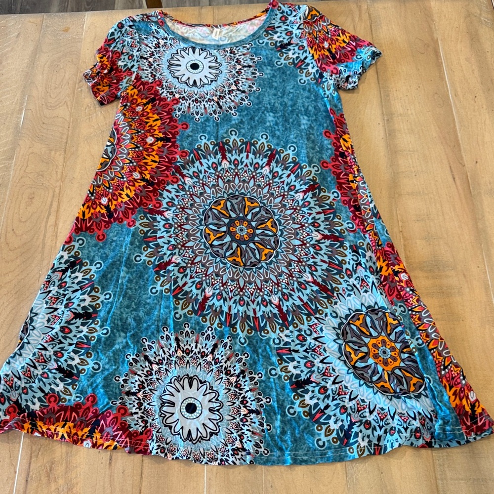 Colorful Mandala Patterned Casual Dress